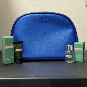 La Mer Blue Travel Cosmetic Pouch with Mini Skincare